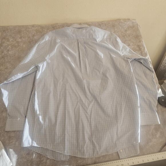 LL Bean Shirt Mens Size L White Black Blue Plaid Button Up Long Sleeve Casual - Picture 5 of 6